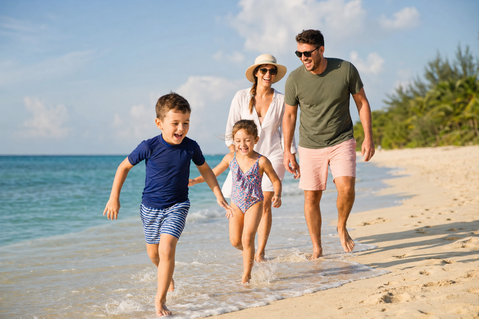 Family enjoying a sunny day at the beach together